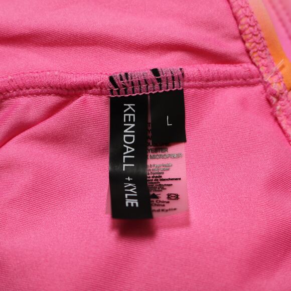 Kendall & Kylie One Shoulder Swimsuit Gradient Pink Orange Tie Dye Size L - Picture 8 of 10